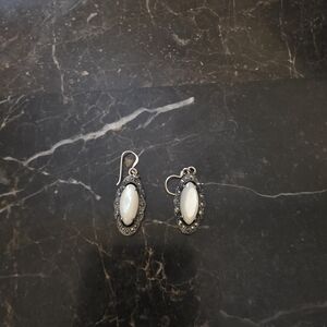 Elegant Silver and White Drop Earrings